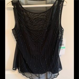 NWT J.R. Nites by Caliendo Mesh Beaded Tank